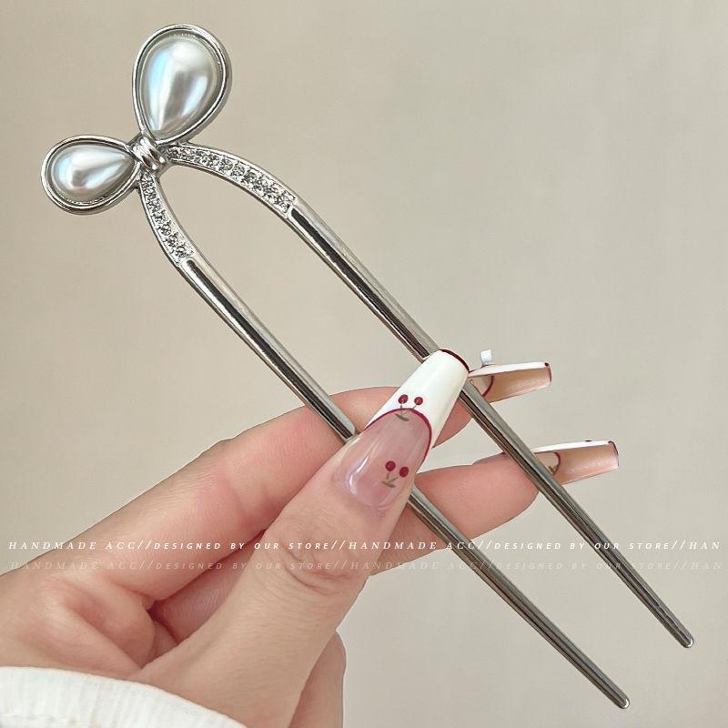 U-shaped Hairpin Women Chinese Style Bow Hair Comb Insert Comb Premium Simple Updo New Chinese Hair Stick Daily Hair Accessories