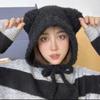 Women's Cute Bear Wool Hat - Warm Plush Knitted Beanie for Large Head Circumference