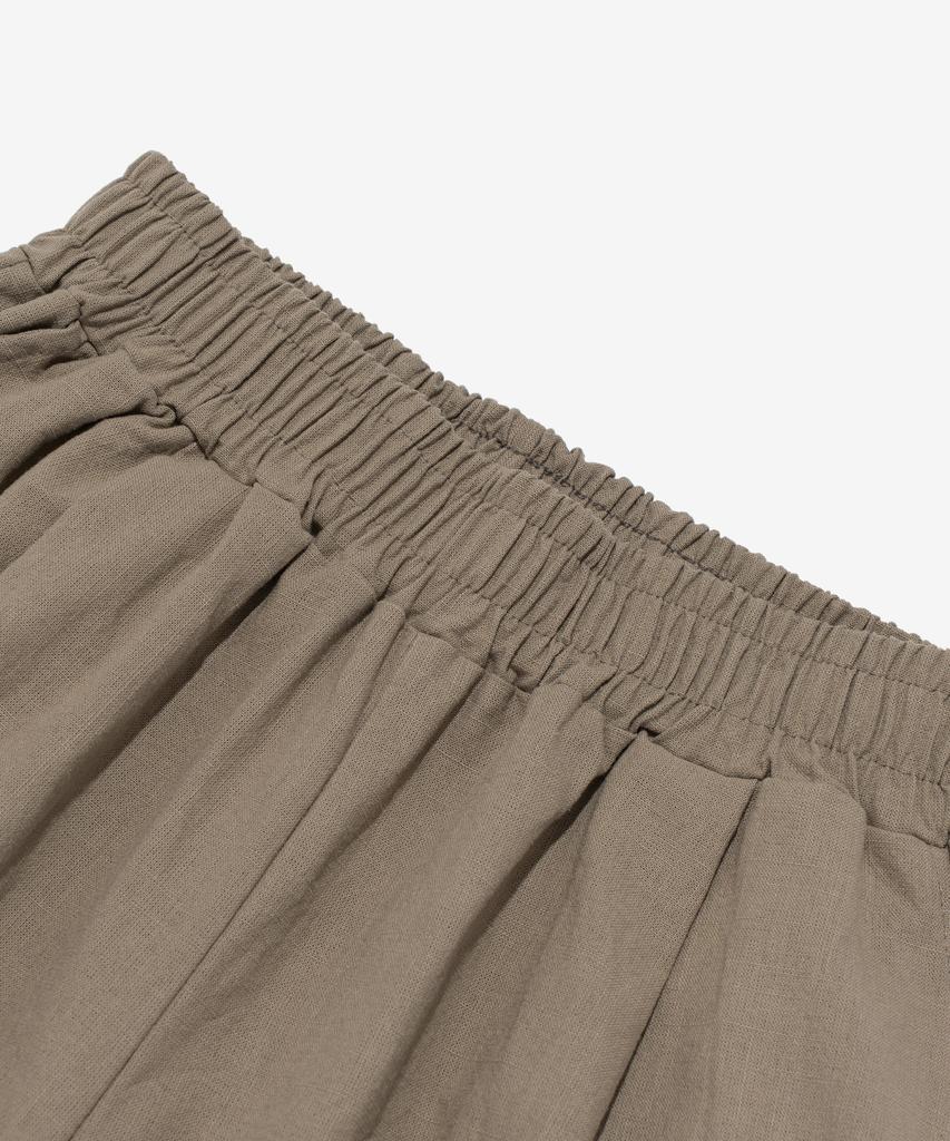 Cargo Bros Linen-Like Pintuck Wide Shorts (Khaki)