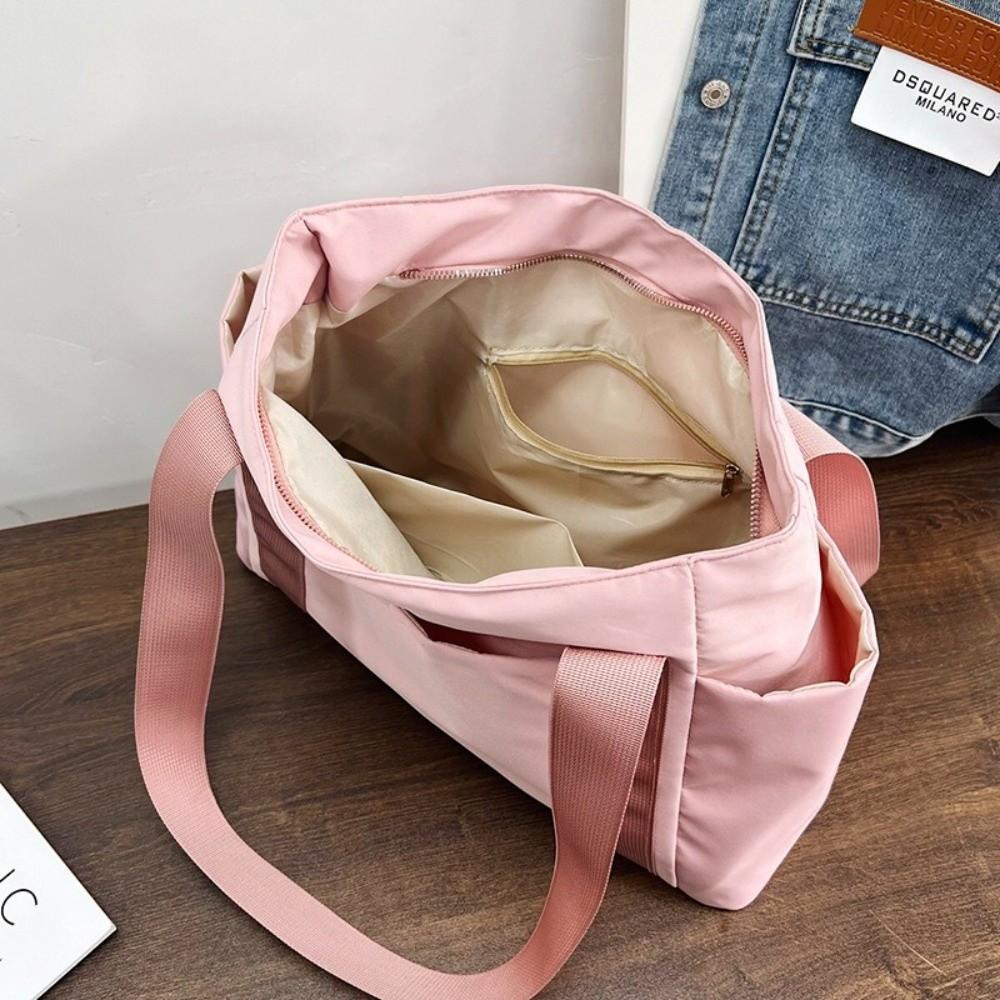 Solid Color Shoulder Bag Large Capacity Handbag Durable Travel Bag  College Student