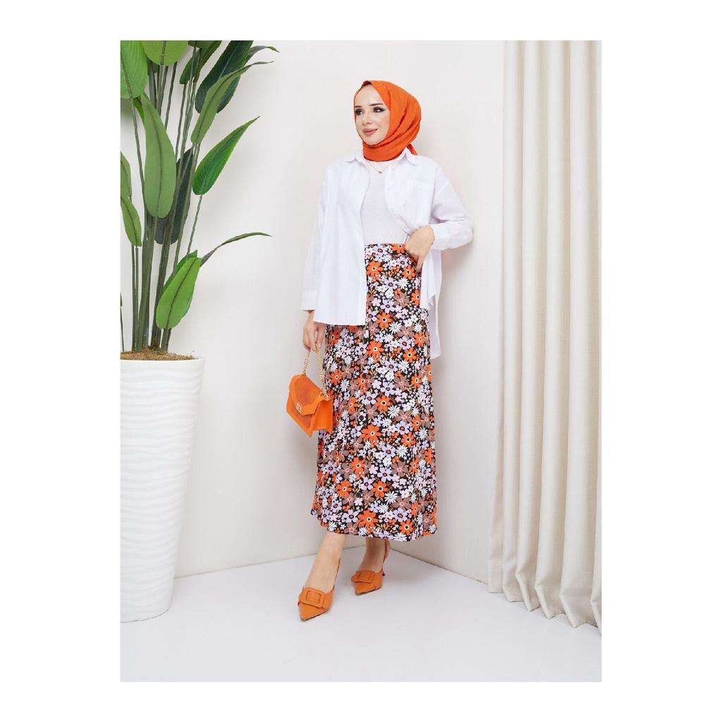 Gekämmter Rock aus Viskose - Schwarz / Fliesen