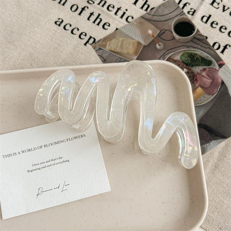 1pc Elegant Simple Wavy Claw Clip Shark Clip Imitation Acetate Hair Accessory New Mermaid Princess Clip