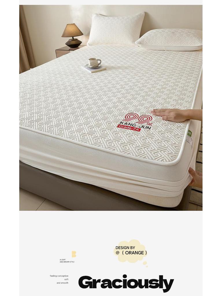Luxury Antibacterial All-Cotton Fitted Sheet & Mattress Protector - Thickened, Non-Slip Design