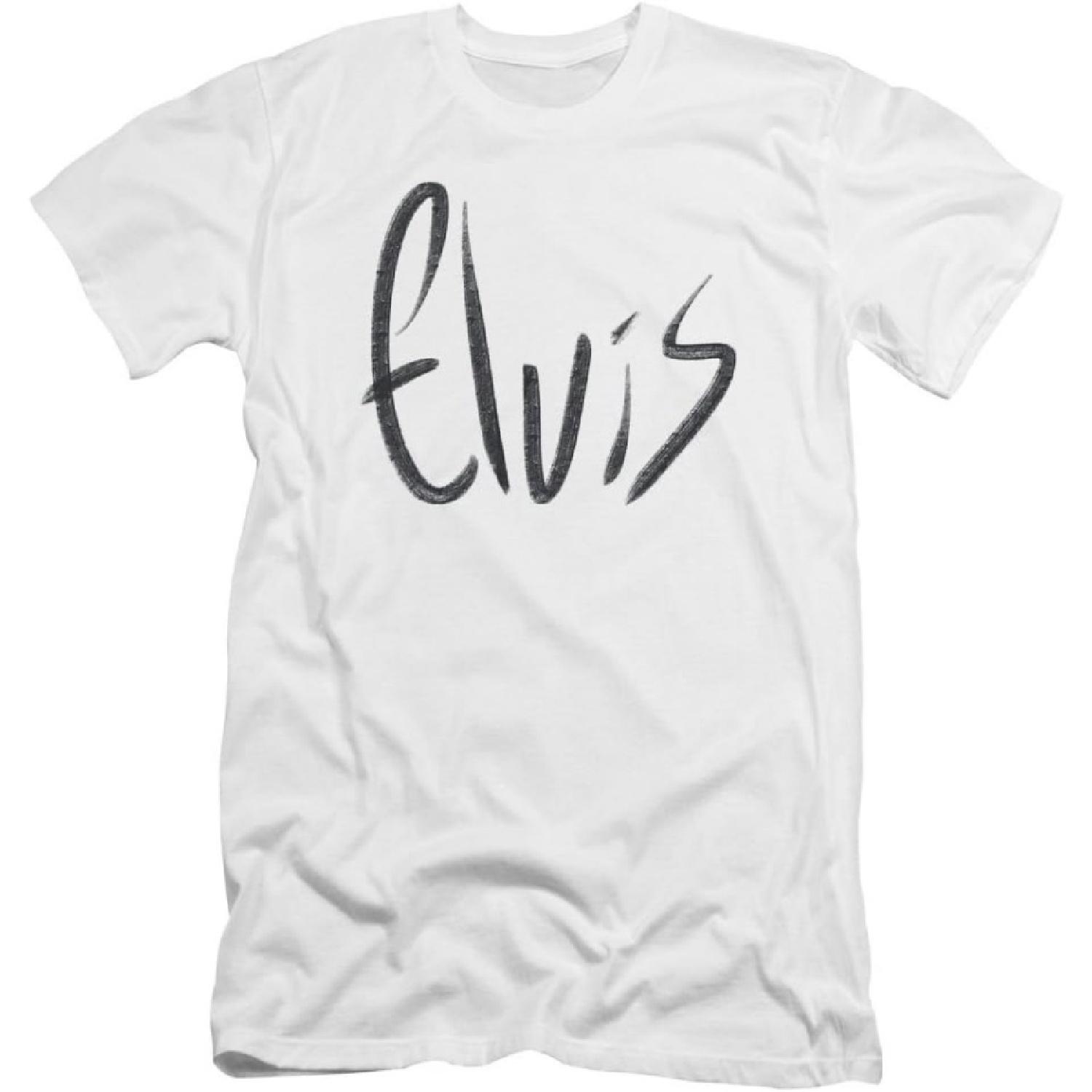 Elvis Presley - Mens Sketchy Name Premium Slim Fit T-Shirt XXXXXL белый