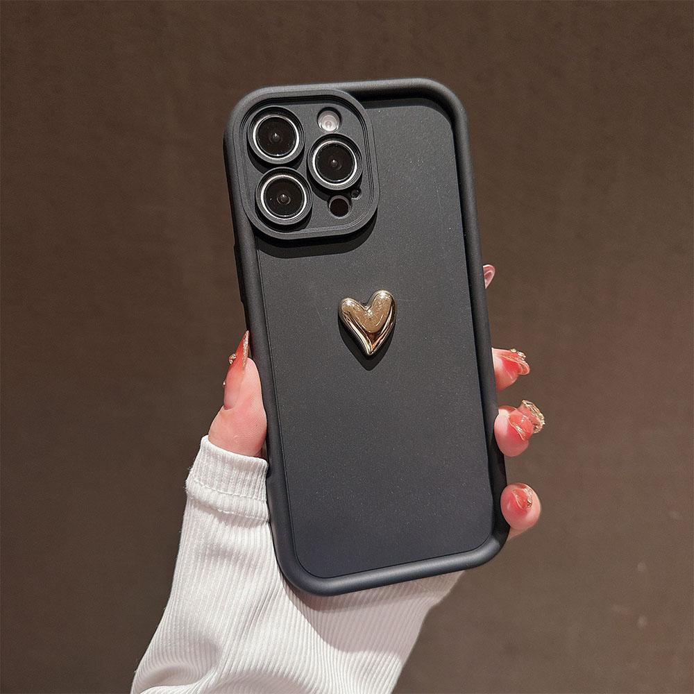 Girl 3D Gold Heart Silicone Soft Phone Case For Redmi Note 14 13 12 11 10 9 8 Pro Plus 12s 11s 13C 12 Shockproof Matte Cover