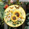 2D Flat Aluminum Retro Sunflower-Themed Wall Art 7.87 Inches X 7.87 Inches Rustic Style Perfect for Gardens, Farmhouses, Bars, Cafes, Parties, Front
