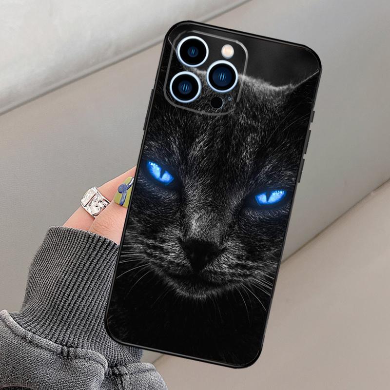 Black Cat Staring Eye Phone Case For iPhone 16 15 13 12 11 14 Pro Max 15 16 Plus 12 13 mini XR 16e Funda Cover