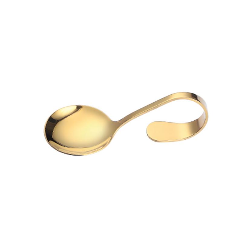 Stainless Steel Service Tableware Curved Handle Spoon Hotel Golden Independent Dining Curved Hotel Supplies Spoon