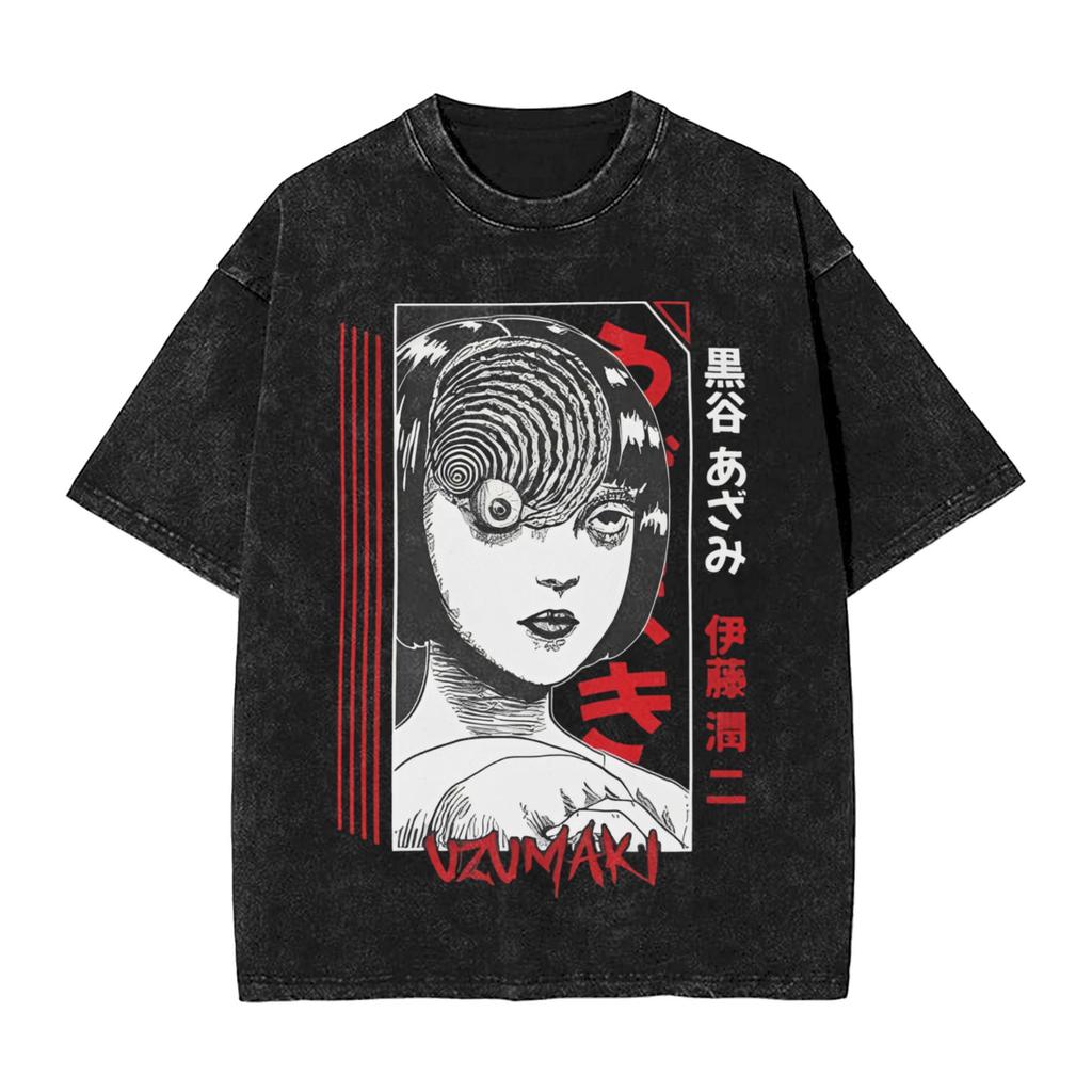 Tomie Manga Graphic Tshirt Vintage Washed Oversized T Shirt Summer Breathable Cotton Soft Short Sleeved Tees Men Women Clothing