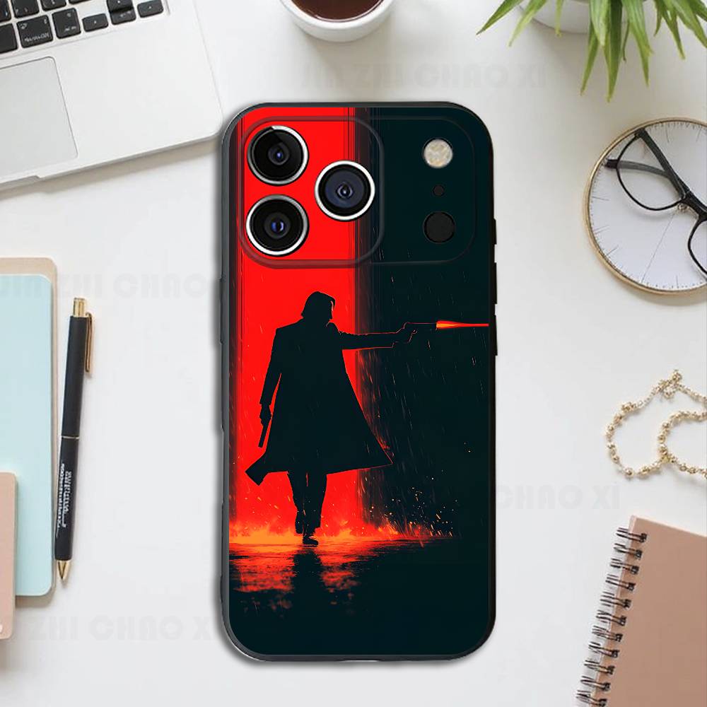 Action Movie J-John Wick Silicone Soft Phone Case For IPhone17 16 15 14 13 12 11 Pro Max Plus X XR SE Cover
