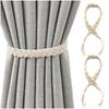 Stylish NYANDELMO Braided Curtain Tassels, Set of 2, Rope Type with Hooks, ND-0076-R03-BE2
