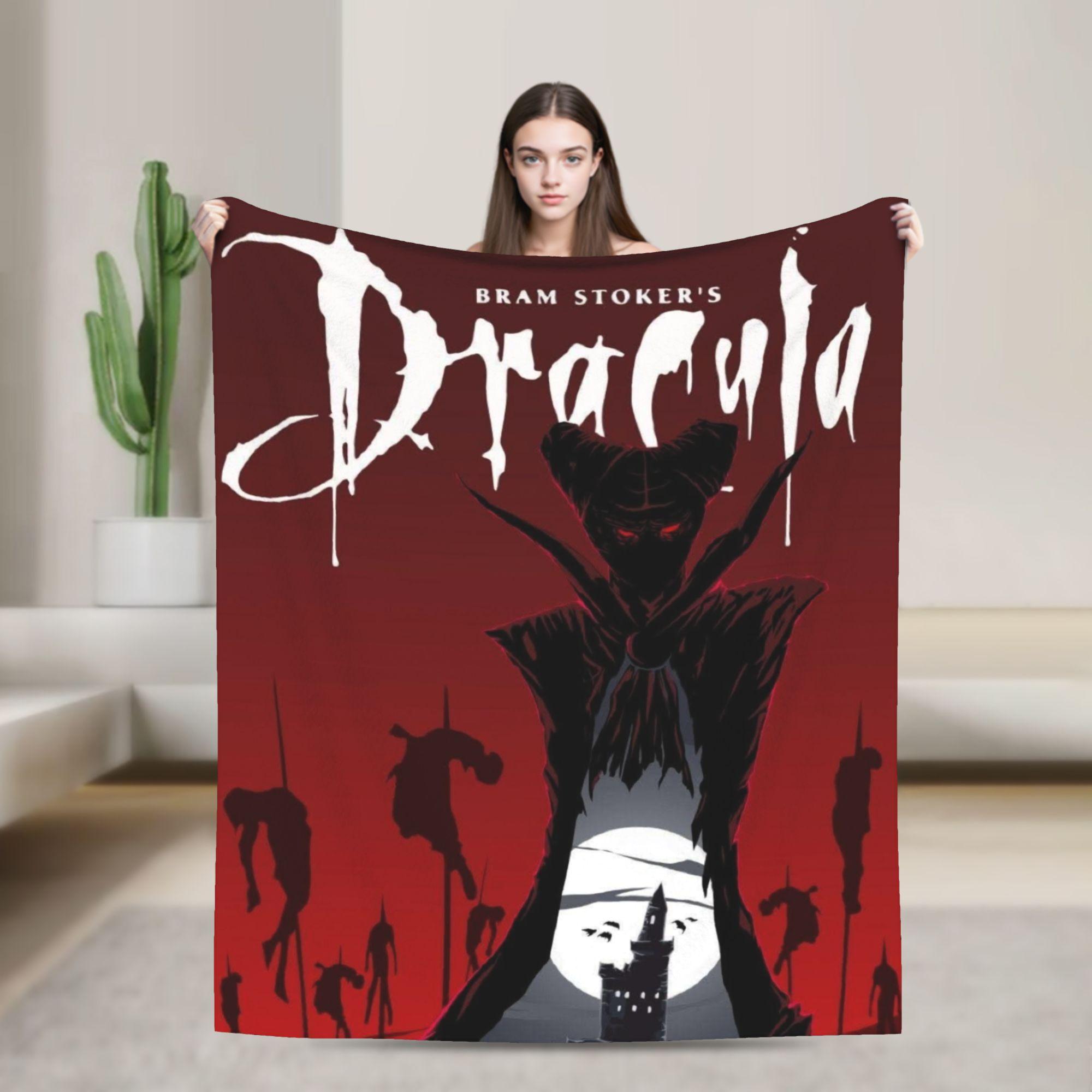 Dunika Chen Unisex Dracula Halloween Blanket Warm Aesthetic Plush Throw Blanket For Couch Chair Sofa Bed Travel Flannel Bedspread Bed Cover