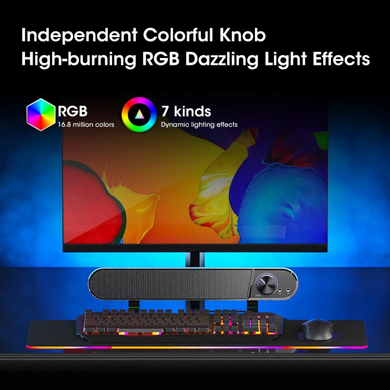 Niye 4D Computer Speakers Sound Box USB Wired High Quality Subwoofer Sound Bar for Tv PC Laptop Phone MP4 Reg Led Light