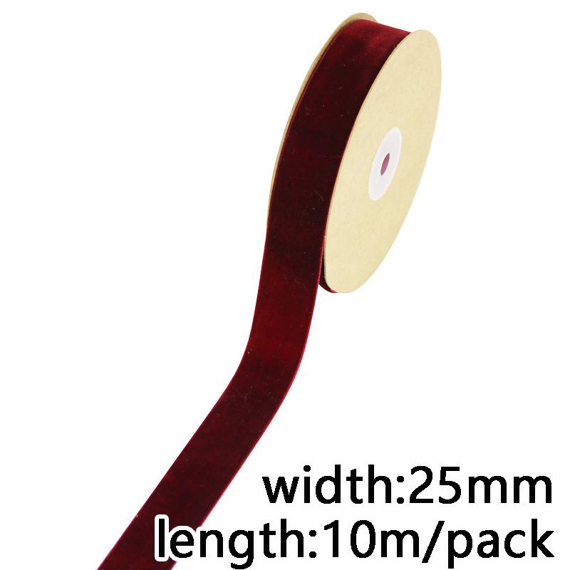 (10 Meters/roll) 25mm Velvet Ribbon Wholesale Gift Wrapping Decoration Christmas Lace Ribbons Handmade Holiday Party Decoration