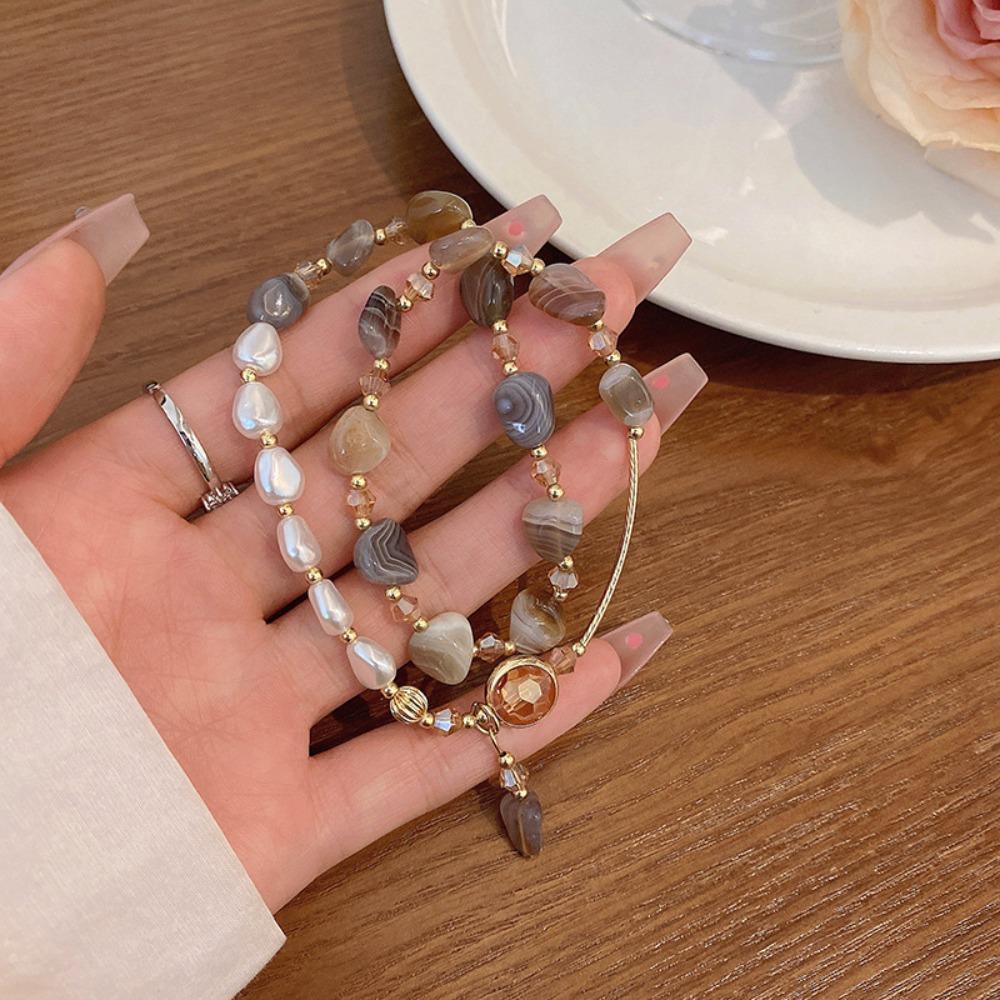 Bangle Double-Layer Pearl Bracelet Jewelry Bead String Bracelet Crystal Beaded Bracelet  Gifts