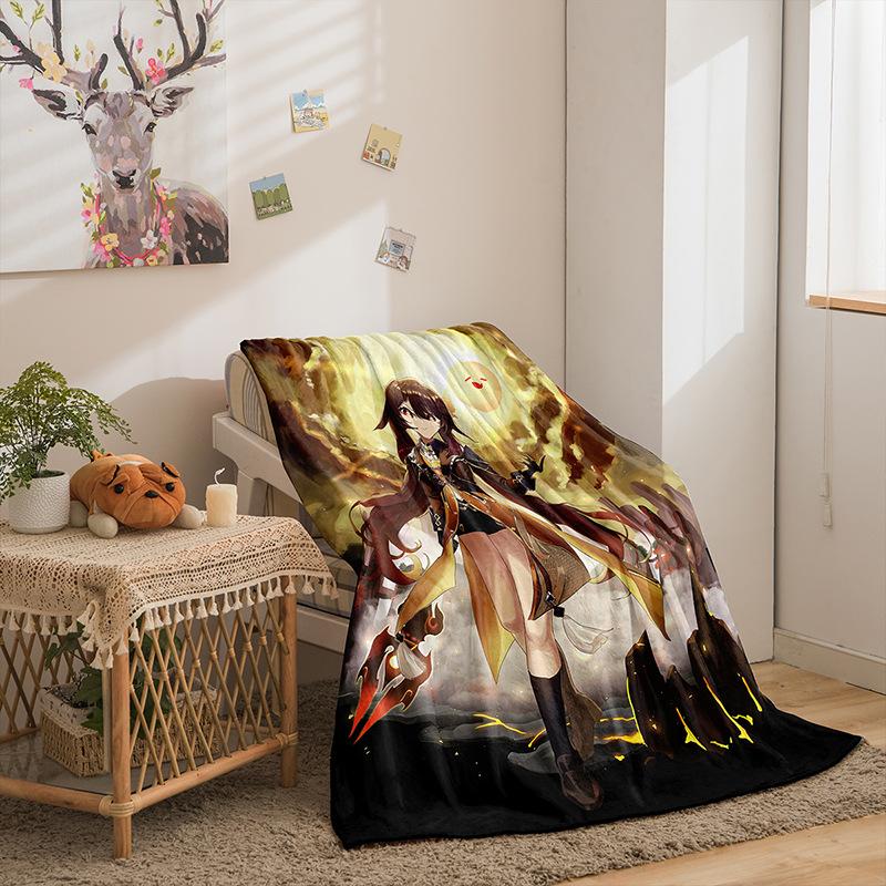 Cartoon Himan Yuanshen Series Double-Sided Flannel 3D Digital Printing Blanket Blanket