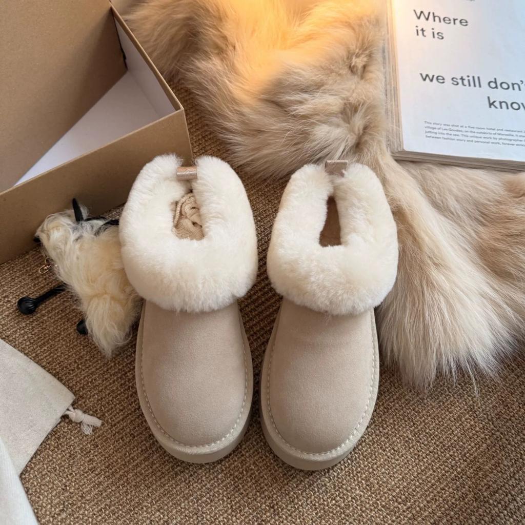 Winter plush thick inner short tube warm versatile fashion snow boots casual soft-soled cotton shoes