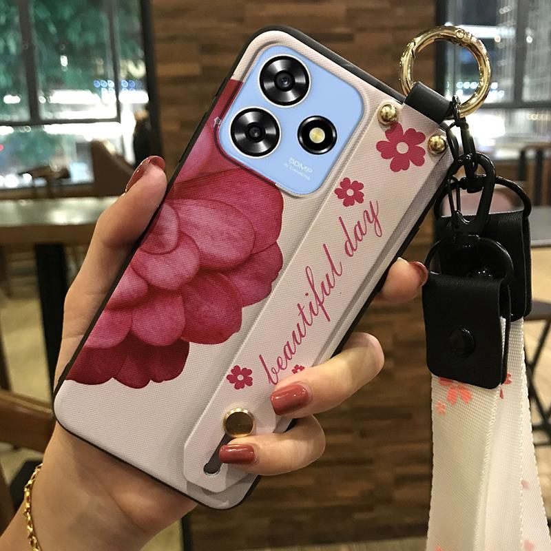 Fashion Design Soft case Phone Case For ZTE Blade A73 4G/V50 Smart Silicone Lanyard Shockproof Back Cover Dirt-resistant