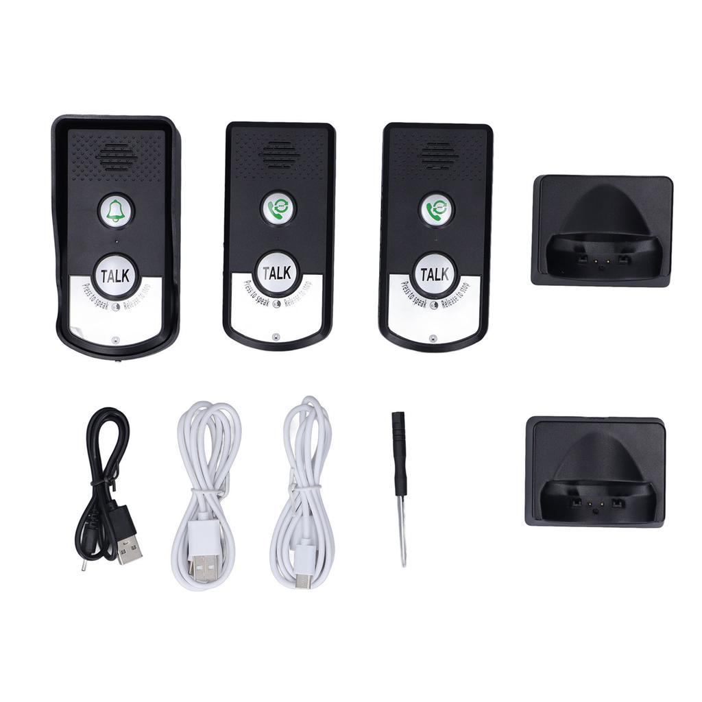 Wireless Intercom Doorbell 1500 Meters 2 Charging Methods Intercomunicador for Home Security