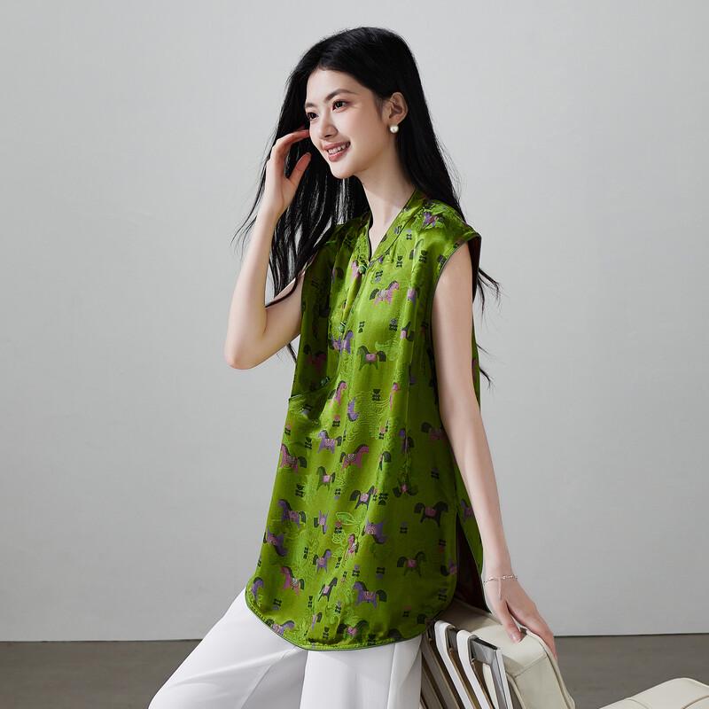 SOFSIL Women s Silk Blend Sleeveless V-Neck Shirt M