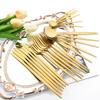 Jankng Gold 24Pcs Dinnerware Stainless Steel Cutlery Set Knife Fork Spoon Western Tableware Set Dinner Kitchen Silverware Set