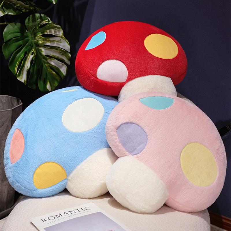 Cartoon Colorful Mushroom Throw Pillow Plush Toy Doll Small Mushroom Doll Home Pillow Girl Soothing Doll