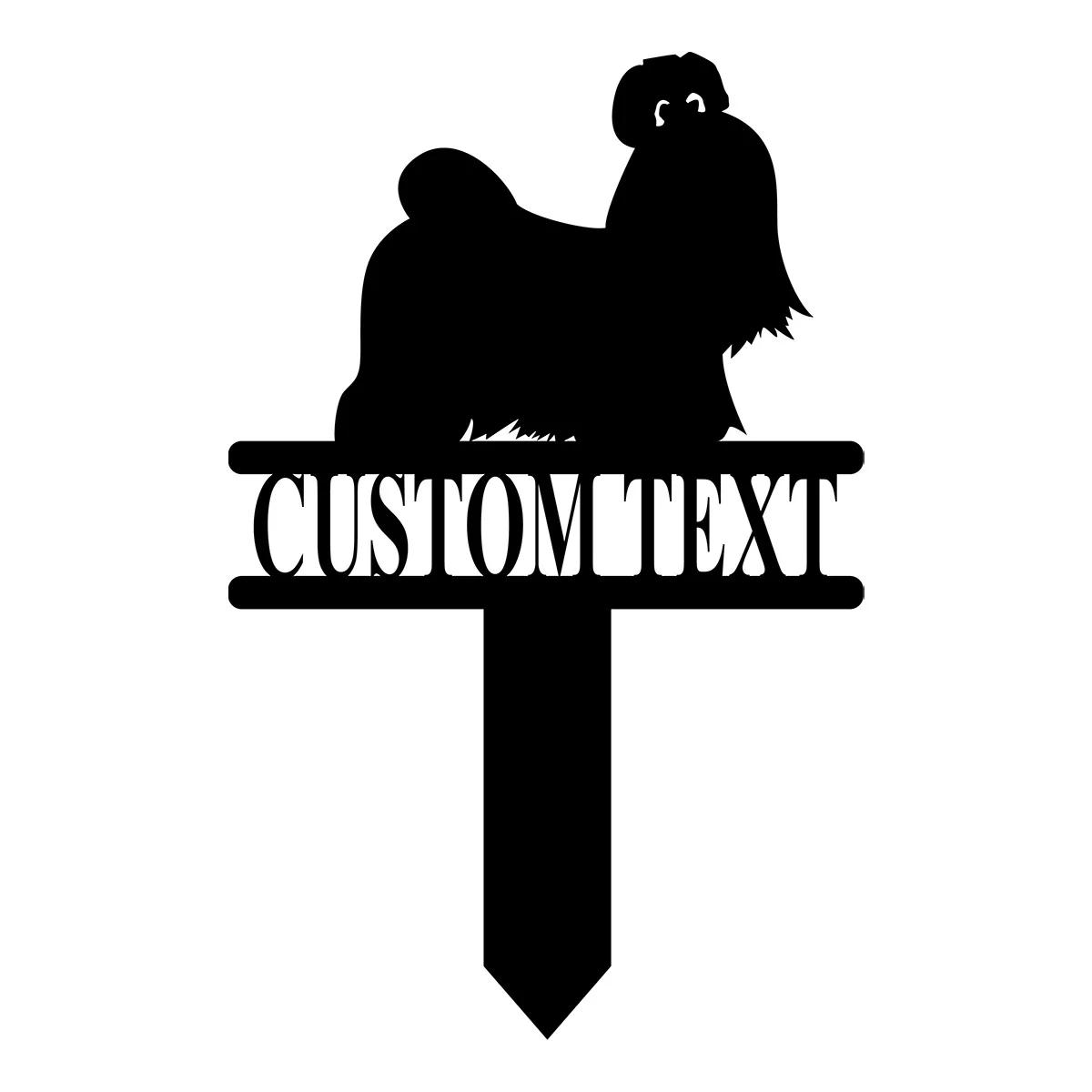 Custom Shih Tzu Metal Yard Stake, Personalized Dog Garden Sign, Pet Memorial Stake, Dog Lover Gift, Outdoor Plant Decoration чёрный