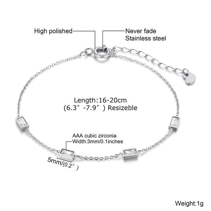 Stainless Steel White Multicolored Zircon Geometric Bracelet Gold, Personalized Fashion Women'S Accessories