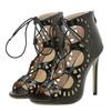 2025 New Design Hollow Out Peep Toe Thin Heels Sandals Woman Fashion Zipper Lace-Up Dress Gladiator Shoes