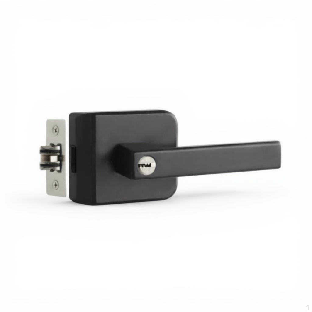 Extremely Narrow Door Lock, Aluminum Alloy Handle, Bathroom, Glass Matte Black B