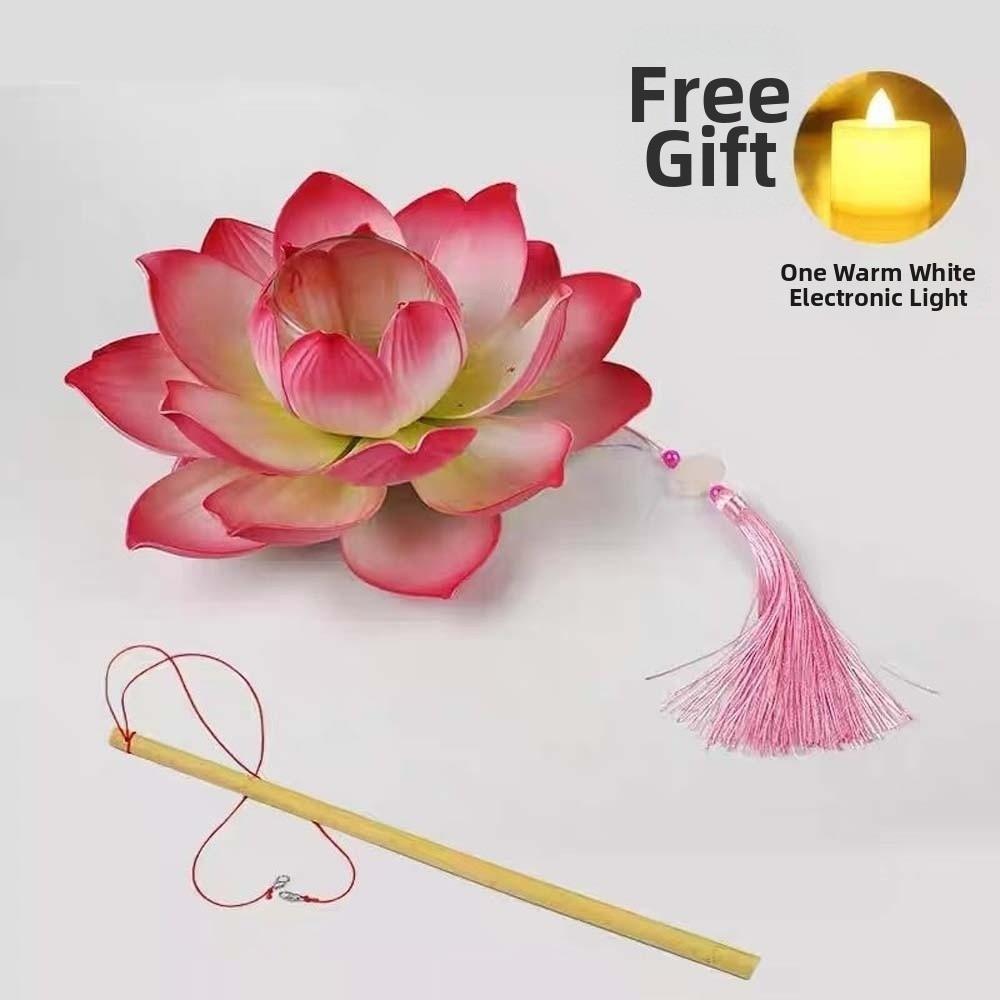 Ancient Style Flower Lamp Warm Light Handheld Light Chinese Lantern Lotus Lantern Garden Party 20 CM красный