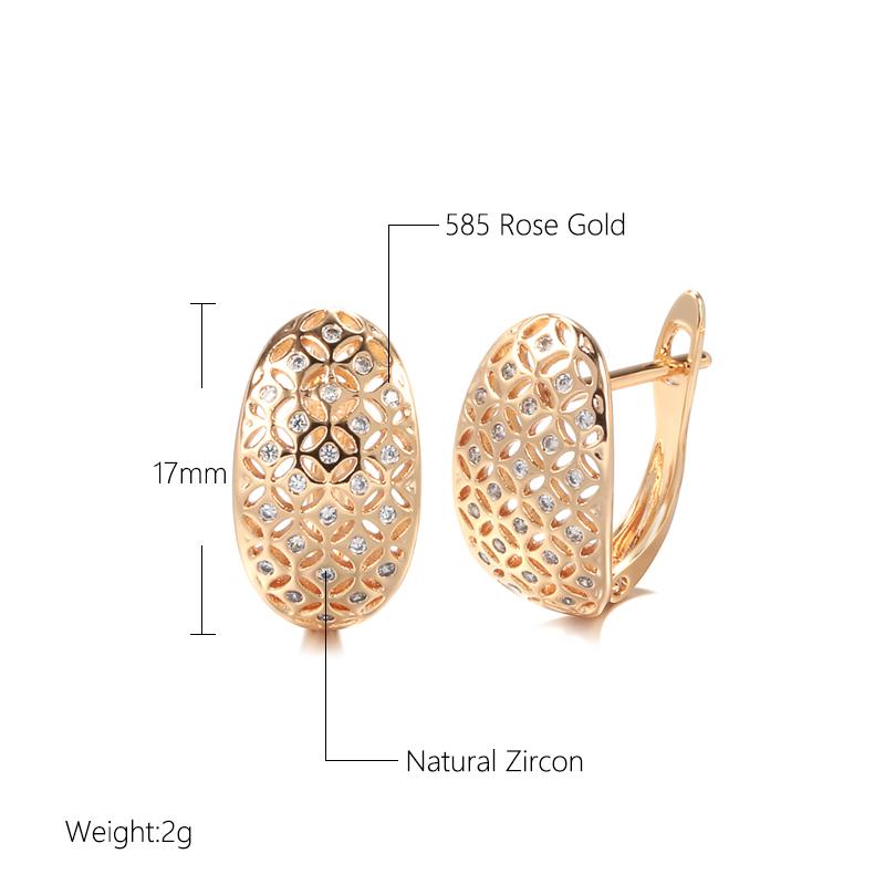 New Unique Metal Rose Gold Drop Earrings Women Hollow Flower Natural Zircon Earrings Wedding Jewelry Christmas Gift