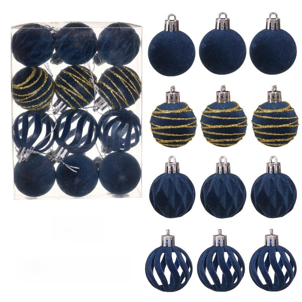 12pcs/Set 4CM Christmas Ball Ornaments Velvet Flocking Christmas Tree Props Plastic Sparkling Christmas Spheres Wreaths Decor