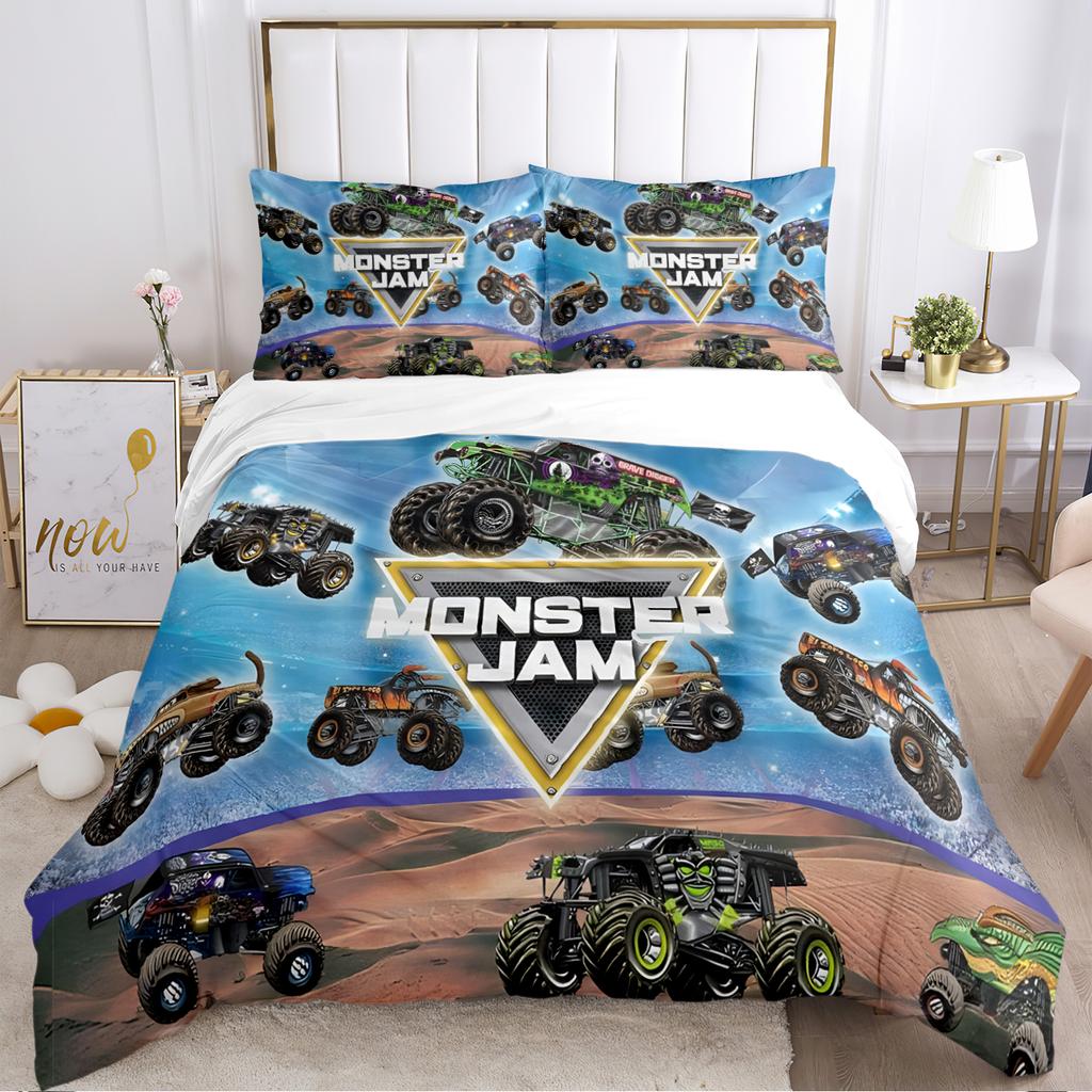 Cartoon Monster Truck All Season Duvet Cover Comforter Bedding Sets Soft Quilt Cover And Pillowcases Single/Double/Queen/King