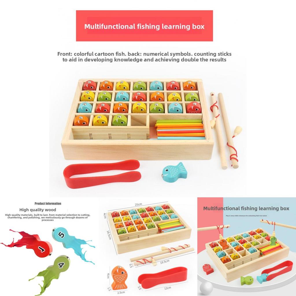Educational Wooden Fishing Game For Children With Magnetic Fish Learning Puzzle For Kids