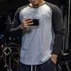 Men Shirt Contrast Colors Breathable Round Neck Soft Spring Top for Jogging