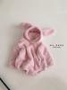 Korean Style Cartoon Lambswool Baby Jumpsuit - Hooded, Footed, Solid Color Winter Pajamas (2025)