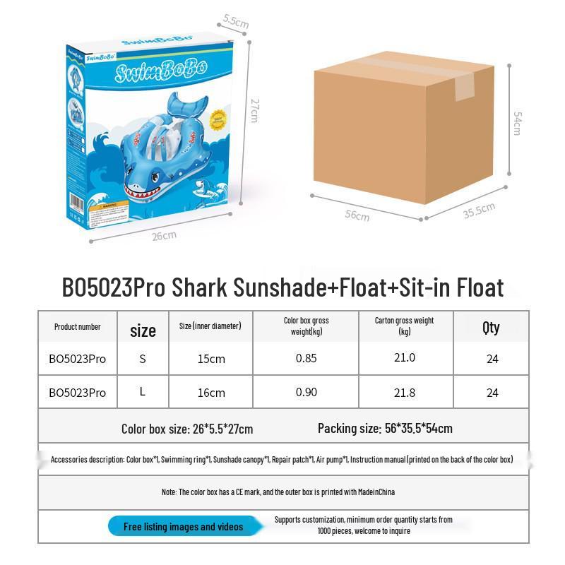 Thickened Double-Layer Baby Swim Ring with Sun Protection - Lie-On Design for Outdoor Use