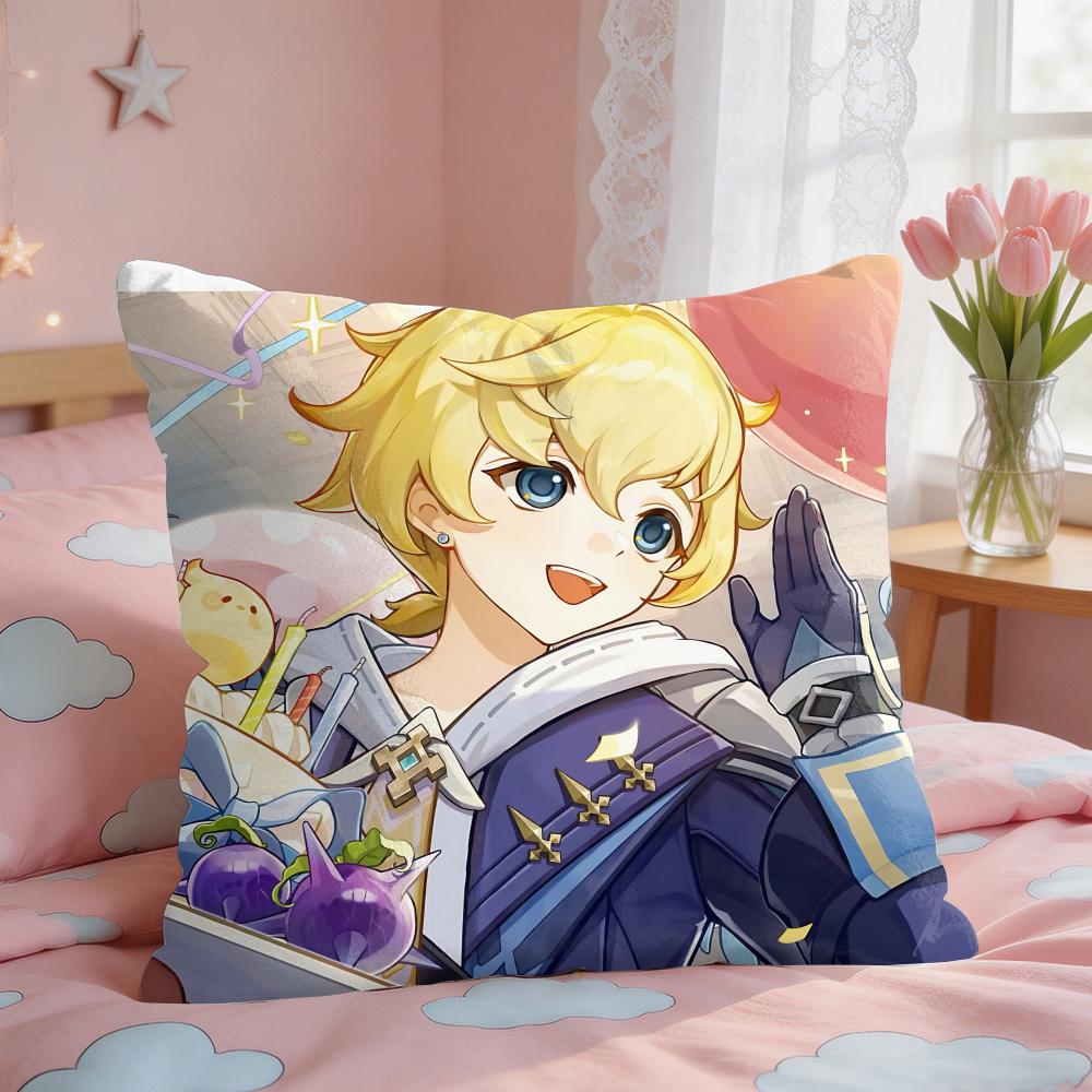 Mika Genshin Game Cushion Cover Short Plush Pillow Case Room Sofa Cushion Covers Home Decor Funda