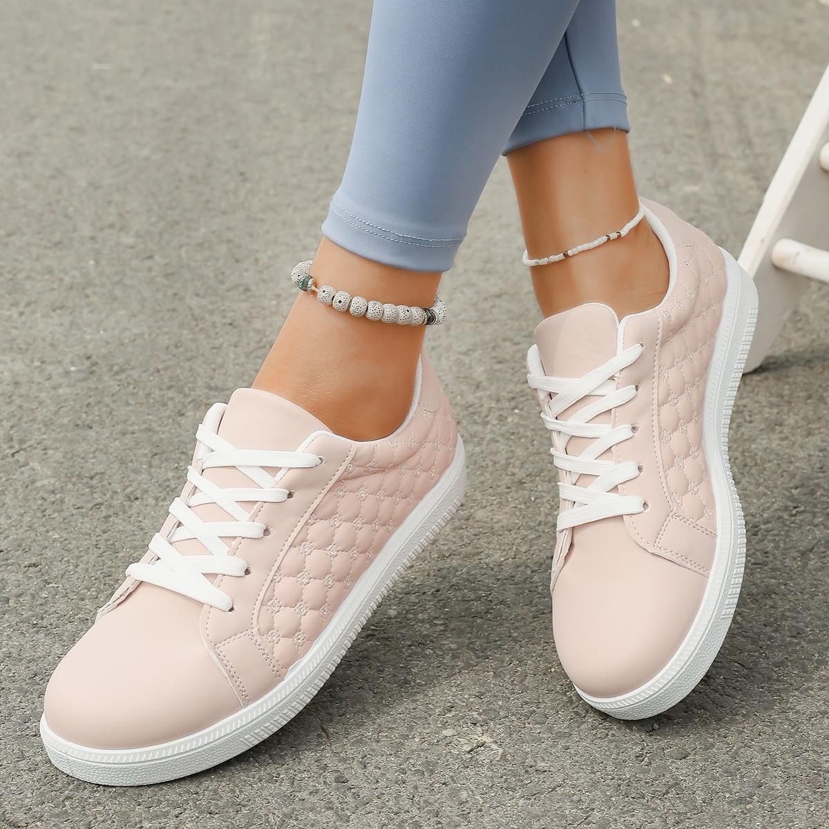 

Большие размеры, легкие и простые немецкие кроссовки для женщин 2025 года, новые модные спортивные и развлекательные удобные универсальные кроссовки для женщин 36 розовый