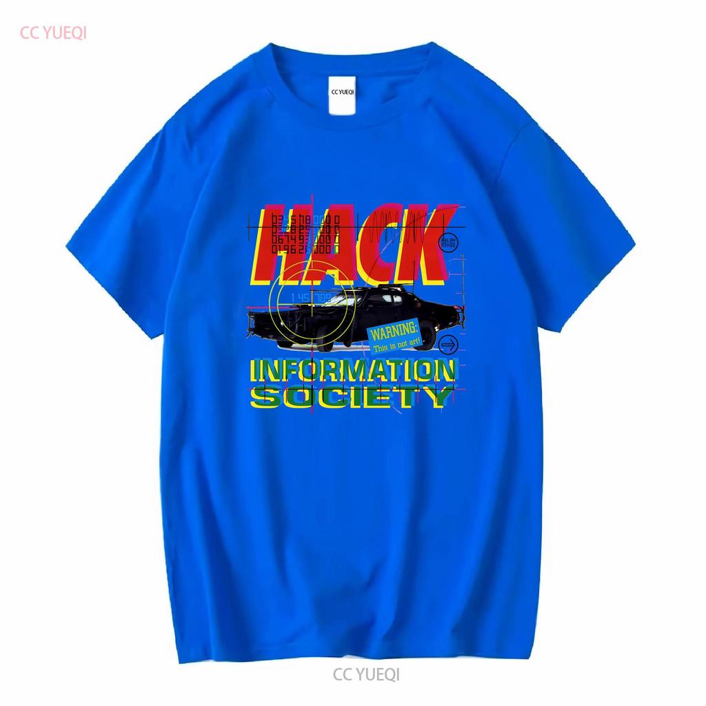 INFORMATION SOCIETY HACK NEW WHITE T SHIRT long or short sleeves vintage Washed Comfortable graphic Top For Everyday Wear Soft