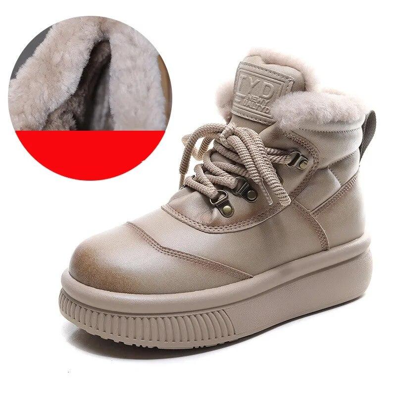 

Johnature, повседневные зимние ботинки из натуральной кожи, женские теплые плюшевые полусапоги, хлопковые ботинки на толстой подошве со шнуровкой 40