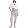 Calvin Klein Ck96 Series Color Block Vzor Písmen Tištěný Pulovr s Kulatým Výstřihem a Krátkým Rukávem Dámské topy Bílý QS6946-110