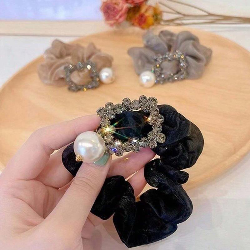 1pc Organza Pearl Large Intestine Hairband Women's Summer I French Advanced Fairy Style Small Fragrance Wind Tie Hair Headrope