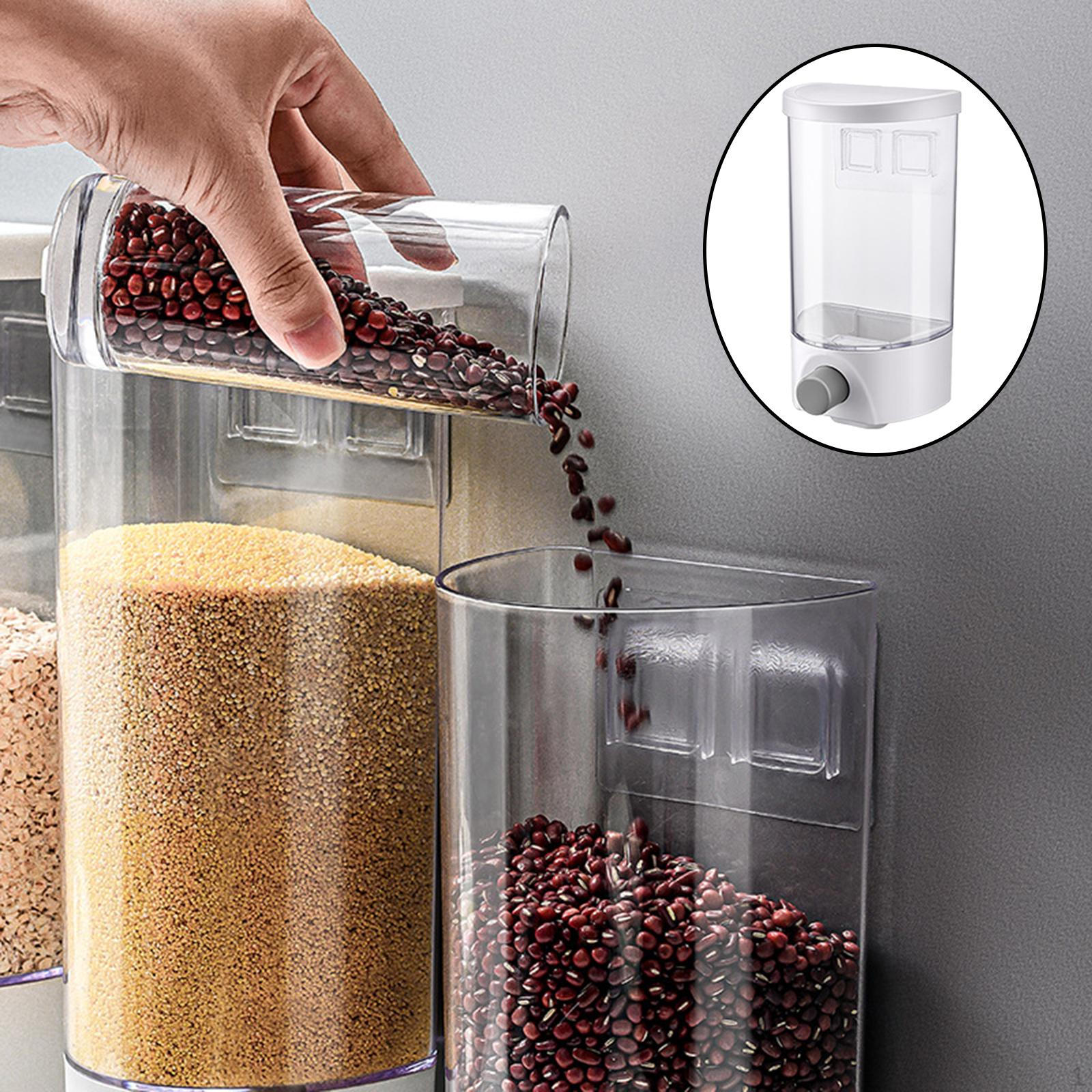 Rice Dispenser Container Wall Mounted Dry Food Storage with Lid Household Cereal M