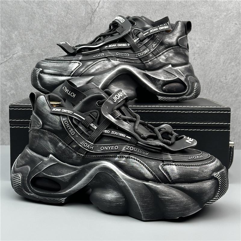 

Роскошные мужские черные повседневные кроссовки, удобная обувь на платформе, мужские дизайнерские кроссовки, увеличивающие рост, мужская повседневная спортивная обувь 38 чёрный