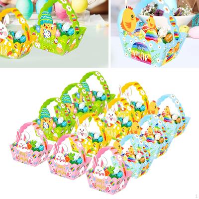 12Pcs Easter Paper Baskets Party Favors Decorative 4 Colors DIY Containers Colorful Cute Gift