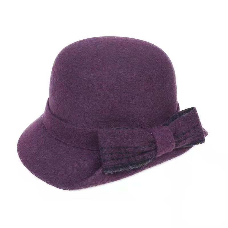 Miyu Sifei Women's Winter Wool Fluffy Checkered Foldable Fisherman Hat