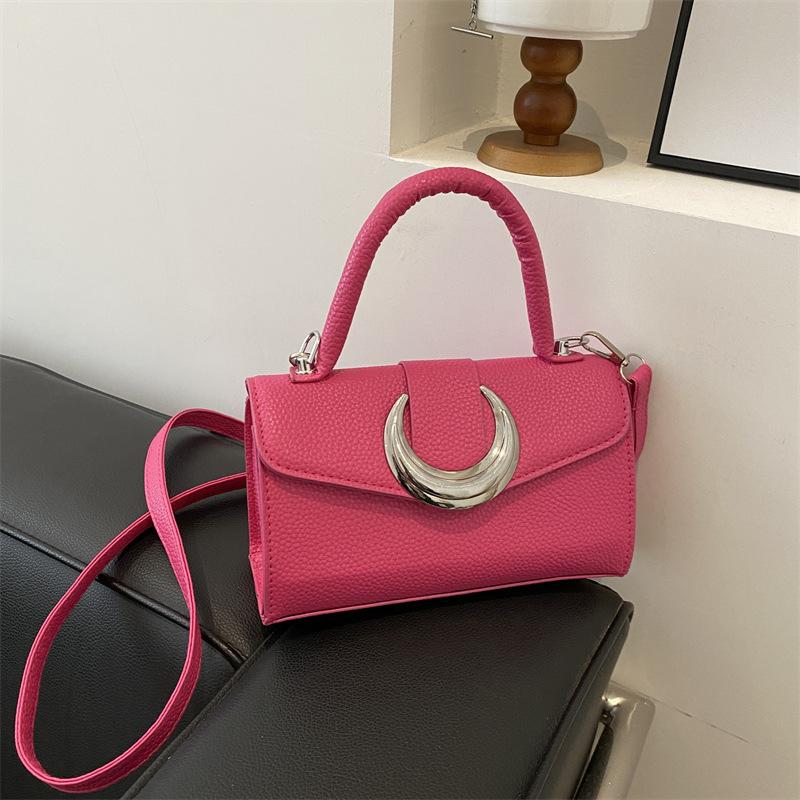 Modă Retro Geantă de mână cu textură simplă Primăvară Stil străin Culoare solidă Geantă de umăr tip poștaș Geantă pătrată mică Femei