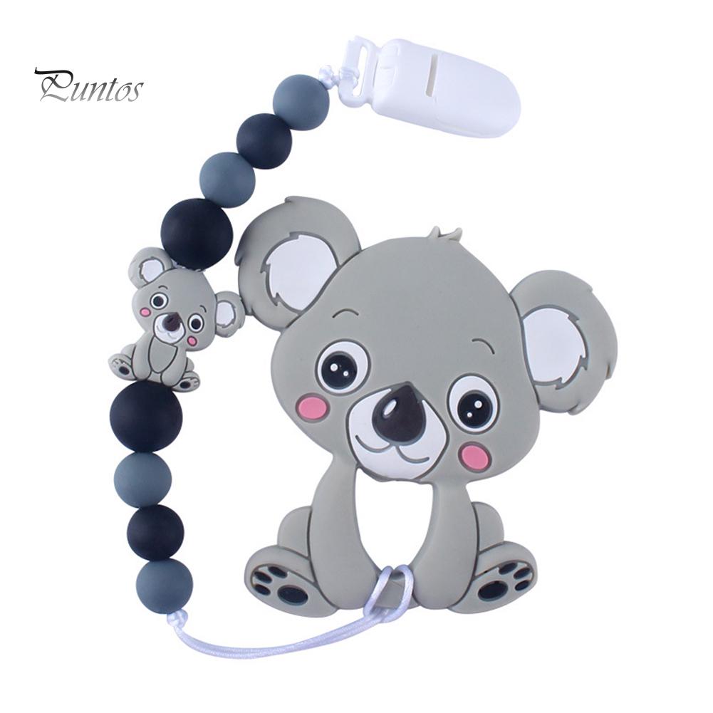 Puntos Cartoon Baby Food Grade Silikon Koala Beißring Schnuller Clip Kette Zahnen Spielzeug